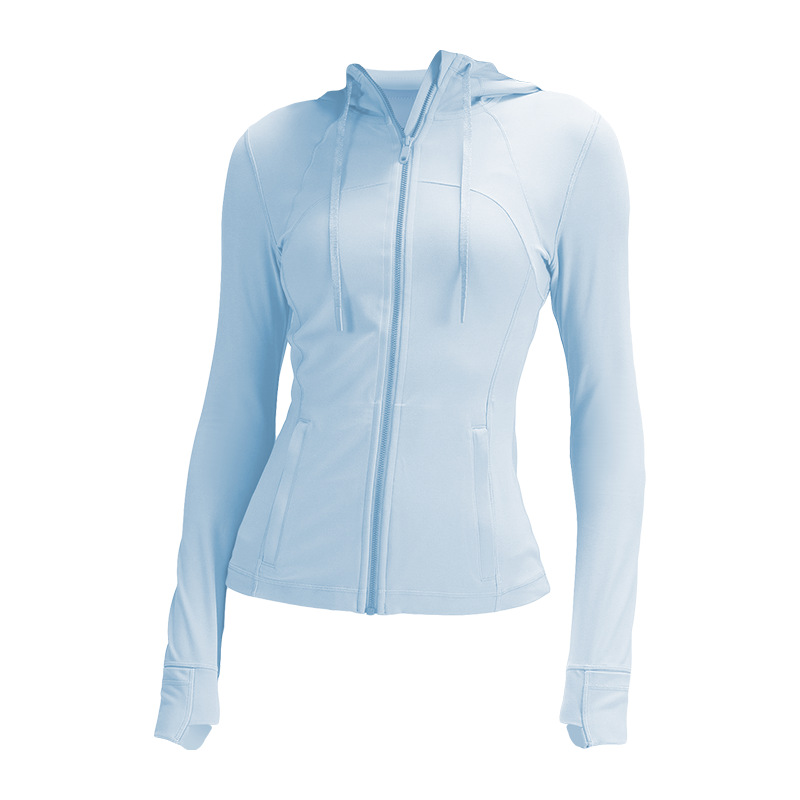 Yoga Fitness Hoodie - جاكيت يوغا نسائي بغطاء رأس وسحاب،
