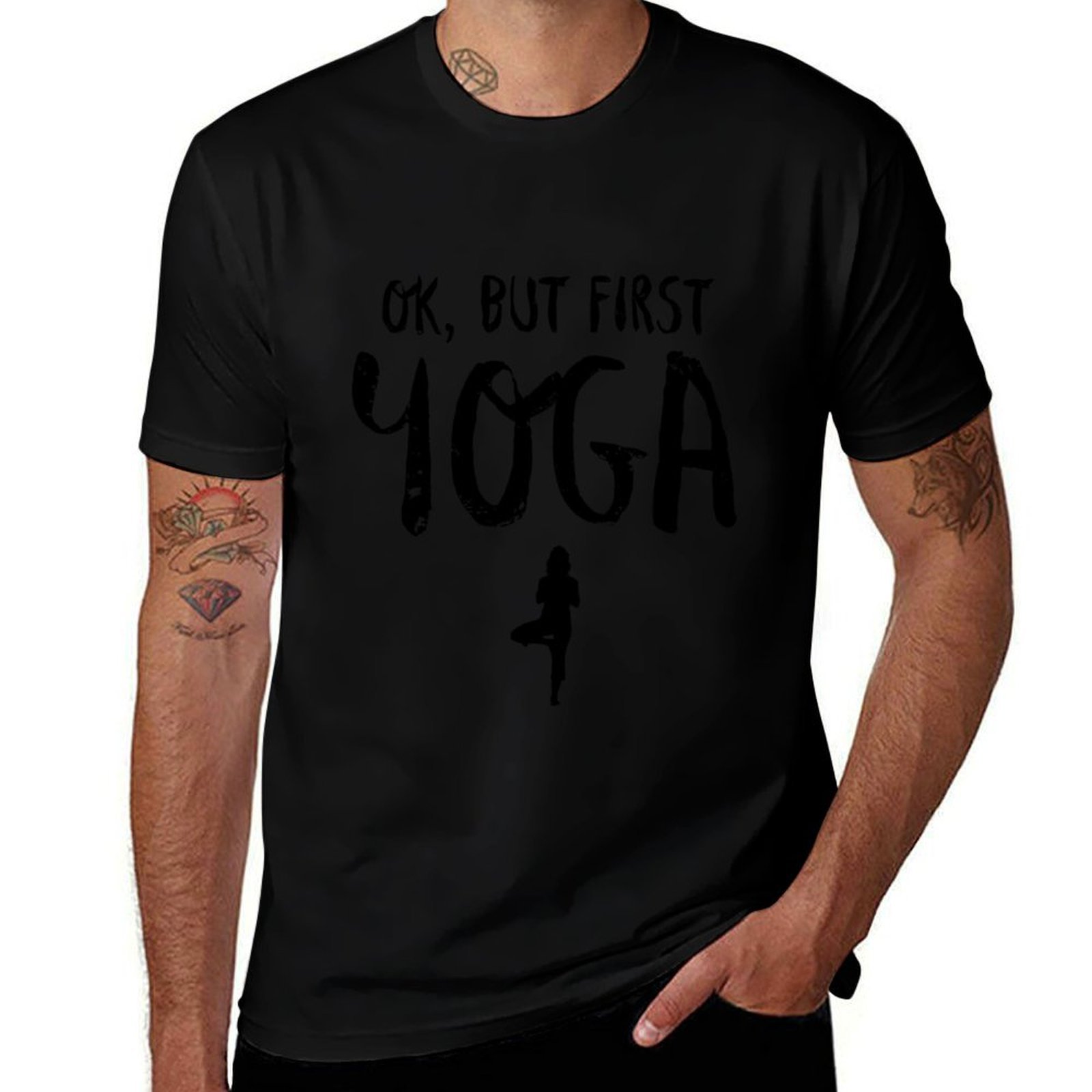 Yoga In Fitness First - تي شيرت Ok But First Yoga