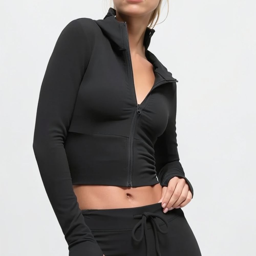 طقم رياضي نسائي بقصة ضيقة، يتك - مراجعة Yoga Fitness Hoodie وسعره